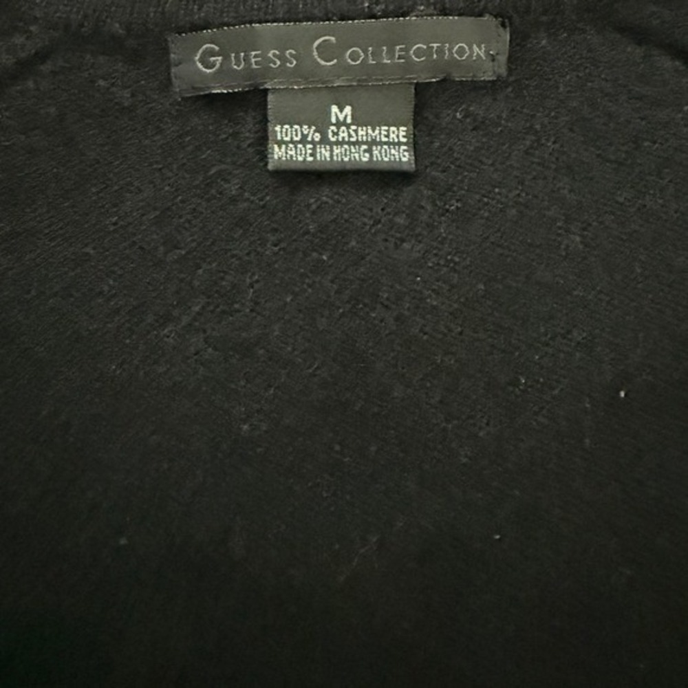 100% Cashmere Vintage GUESS Collection Black Square Neck Sweater M Quiet Luxury - Picture 6 of 7